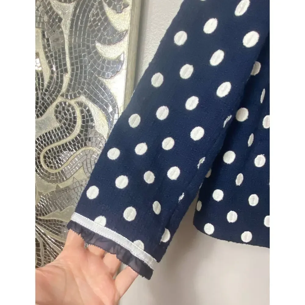 NWT J. CREW BLAZER JACKET POLKA DOT NAVY BLUE OFFICE WORK CAREER FEMININE